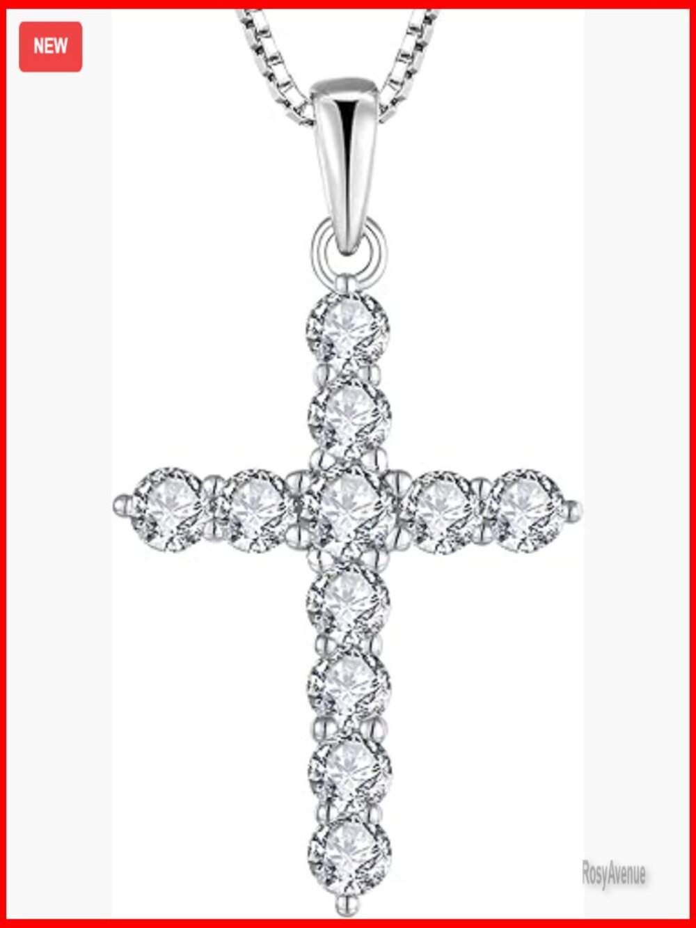 Sterling Silver Cross Pendant Necklace with Cubic Zirconia Gemstones
